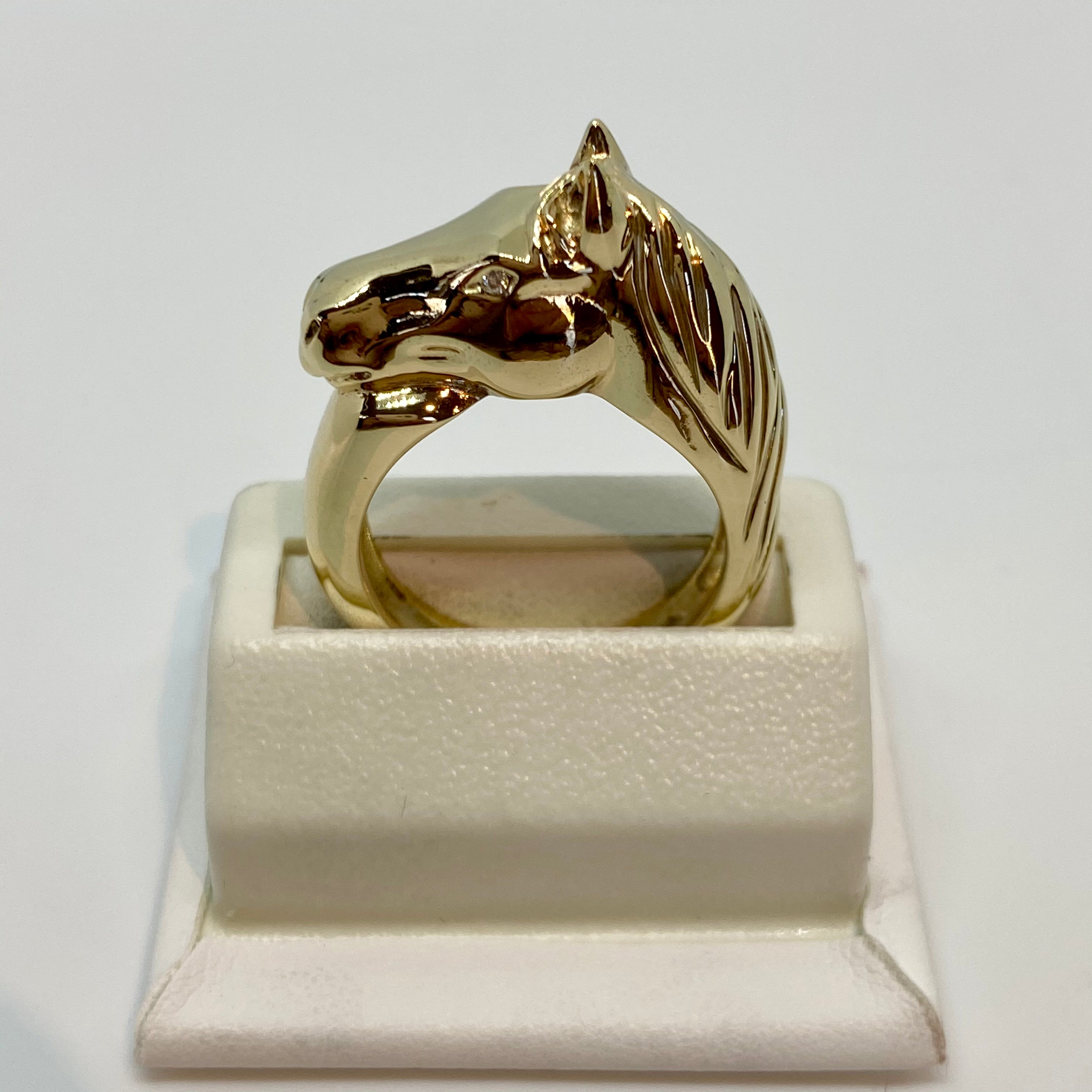 Horse head with horseshoe ring 10K solid gold – TAMAYO GOLD LLC