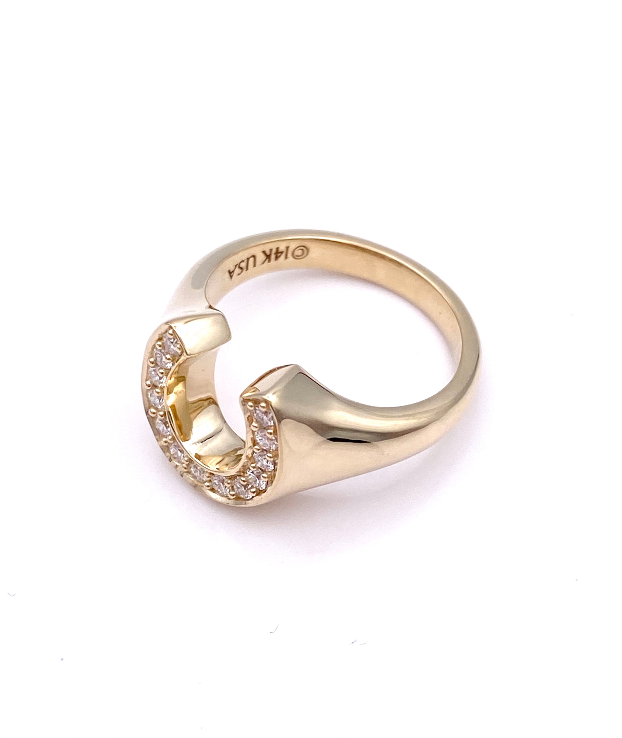 Horseshoe Ring, Diamonds & 14k Gold – Ashley's Equestrian